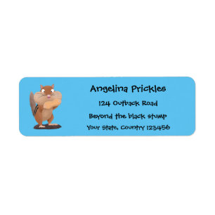 Cute funny big cheeks chipmunk cartoon label