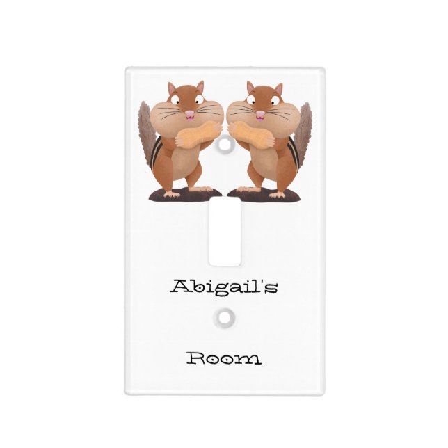 Cute funny big cheeks chipmunk cartoon light switch cover (Front)