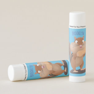 Cute funny big cheeks chipmunk cartoon  lip balm