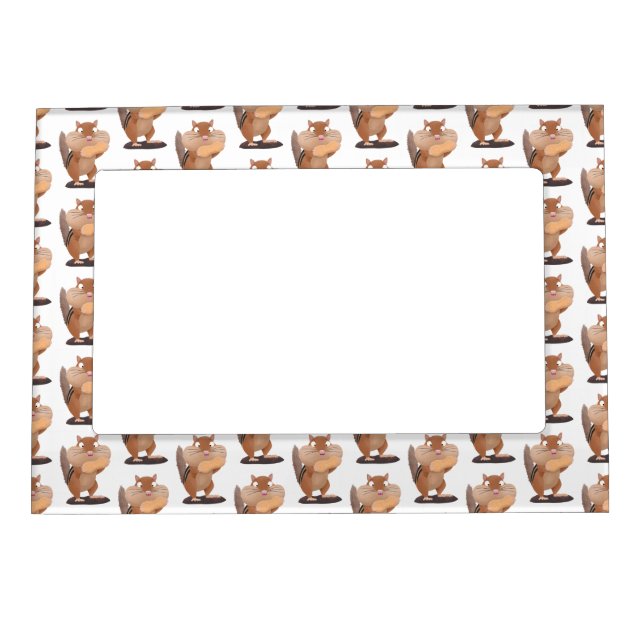 Cute funny big cheeks chipmunk cartoon  magnetic frame (Front)
