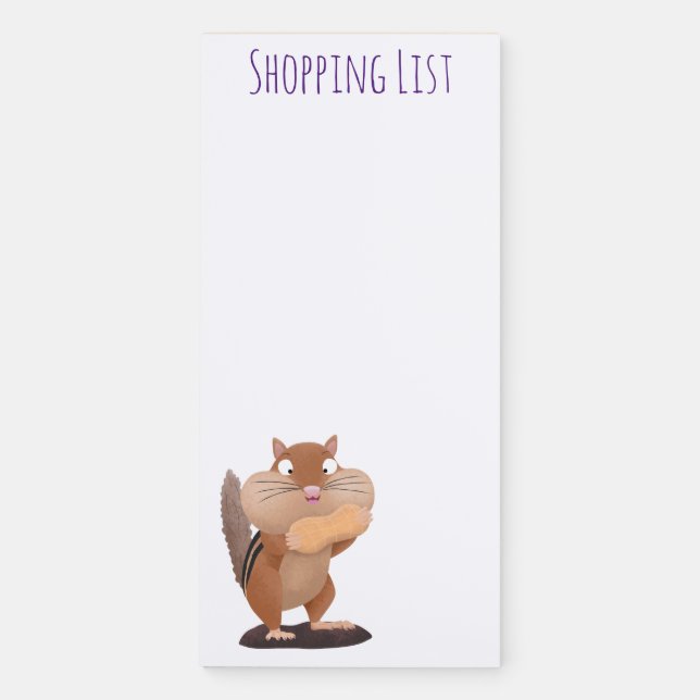 Cute funny big cheeks chipmunk cartoon magnetic notepad (Front)