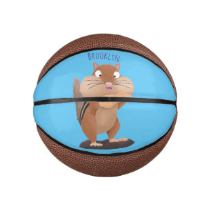 Cute funny big cheeks chipmunk cartoon  mini basketball