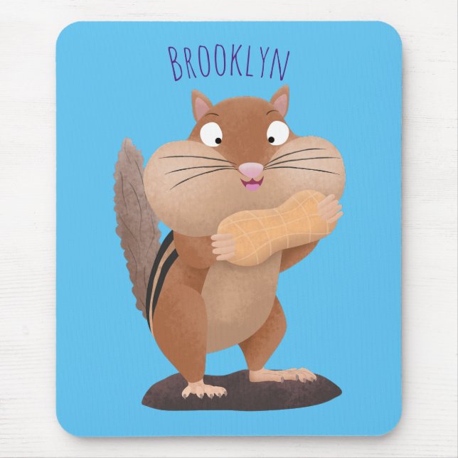 Cute funny big cheeks chipmunk cartoon mouse pad (Front)