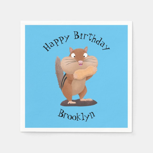 Cute funny big cheeks chipmunk cartoon  napkins (Front)