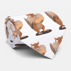 Cute funny big cheeks chipmunk cartoon neck tie
