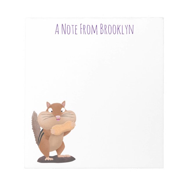 Cute funny big cheeks chipmunk cartoon notepad (Front)