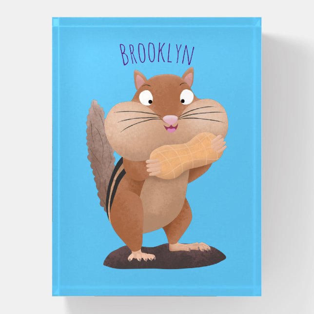 Cute funny big cheeks chipmunk cartoon paperweight (Vertical)