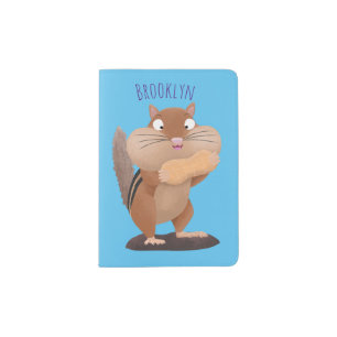 Cute funny big cheeks chipmunk cartoon passport holder