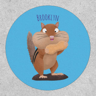 Cute funny big cheeks chipmunk cartoon patch