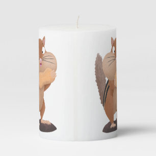 Cute funny big cheeks chipmunk cartoon pillar candle