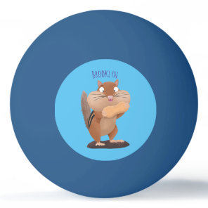 Cute funny big cheeks chipmunk cartoon ping pong ball
