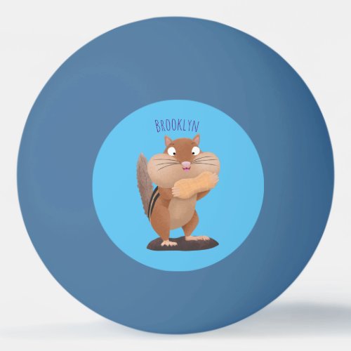 Cute funny big cheeks chipmunk cartoon ping pong ball