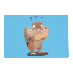 Cute funny big cheeks chipmunk cartoon placemat