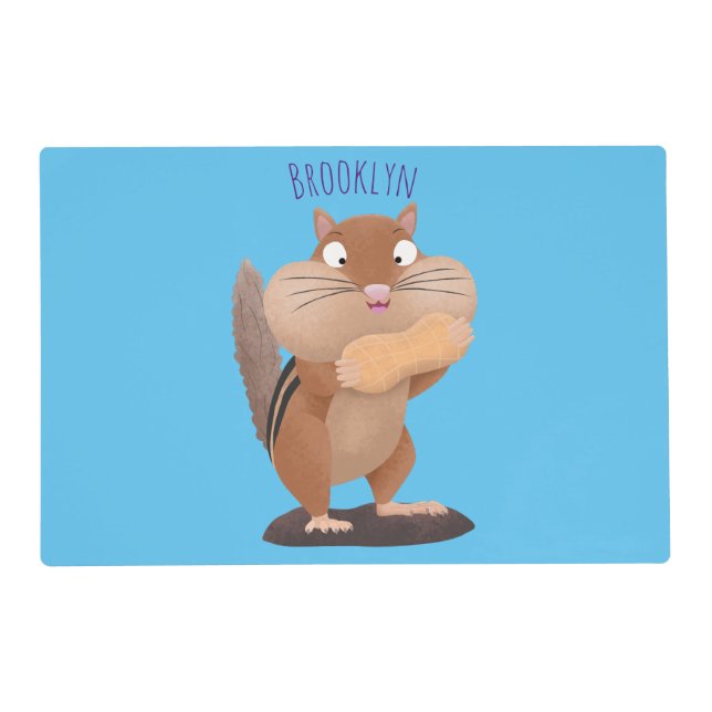 Cute funny big cheeks chipmunk cartoon placemat (Front)