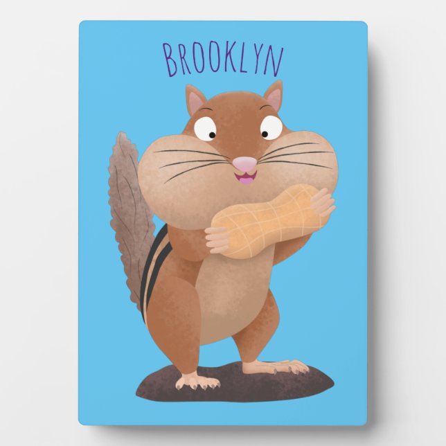 Cute funny big cheeks chipmunk cartoon plaque (Front)