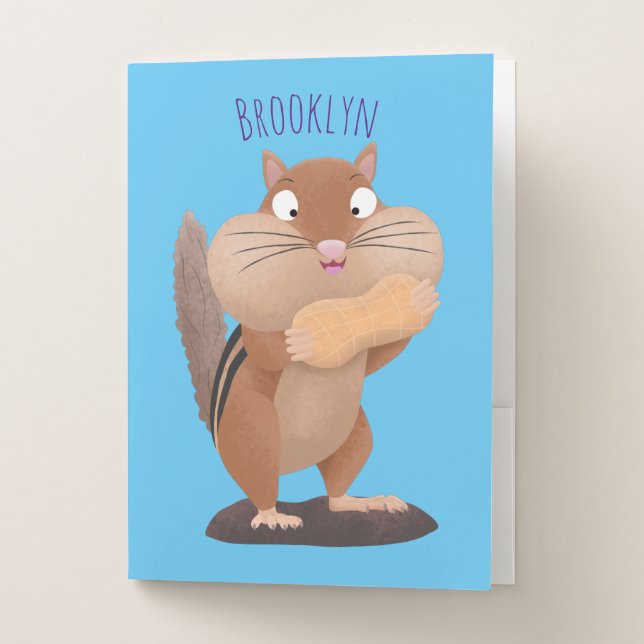 Cute funny big cheeks chipmunk cartoon pocket folder (Front)