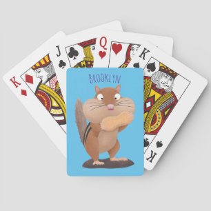 Cute funny big cheeks chipmunk cartoon poker cards