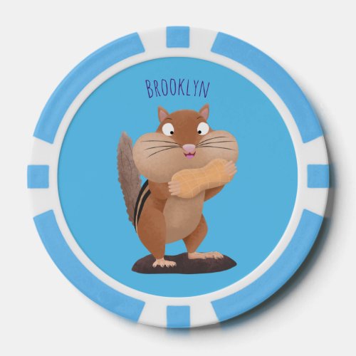 Cute funny big cheeks chipmunk cartoon poker chips