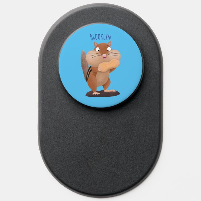 Cute funny big cheeks chipmunk cartoon PopSocket (Popsocket)