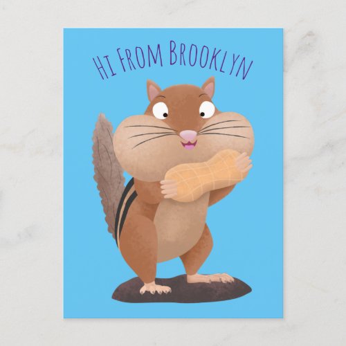 Cute funny big cheeks chipmunk cartoon postcard