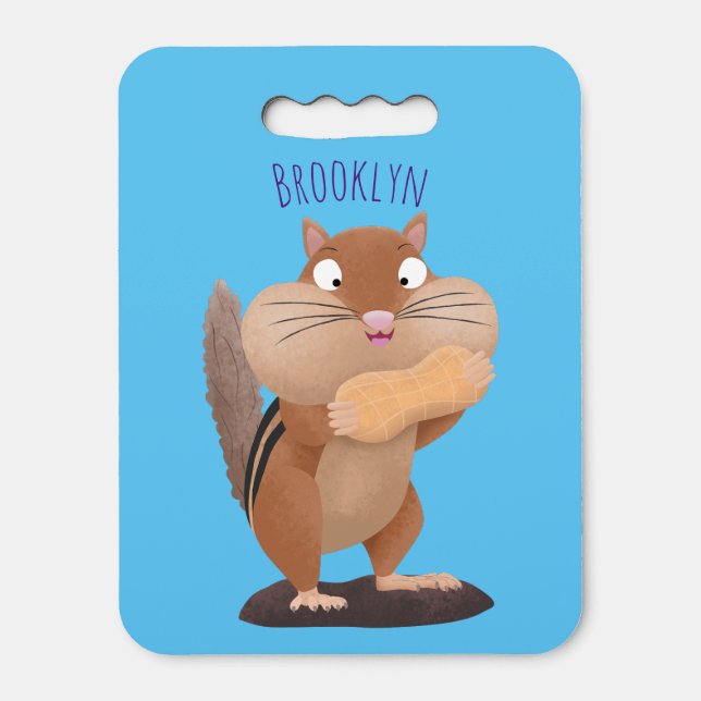 Cute funny big cheeks chipmunk cartoon  seat cushion (Front Vertical)