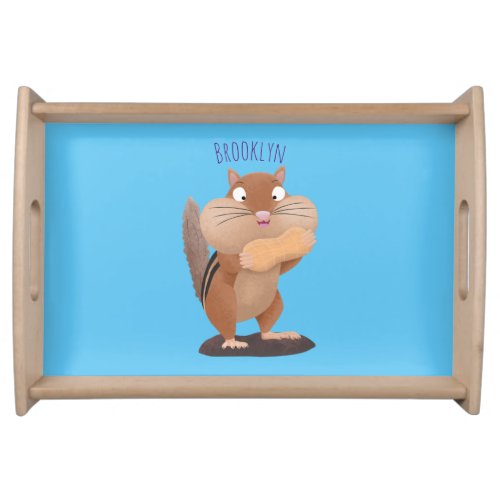 Cute funny big cheeks chipmunk cartoon serving tray