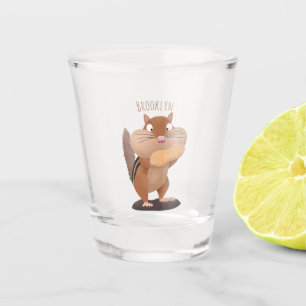 Cute funny big cheeks chipmunk cartoon shot glass