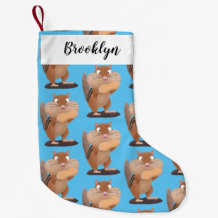 Cute funny big cheeks chipmunk cartoon small christmas stocking