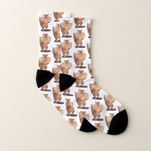 Cute funny big cheeks chipmunk cartoon  socks