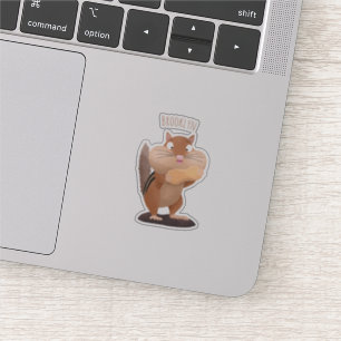 Cute funny big cheeks chipmunk cartoon sticker