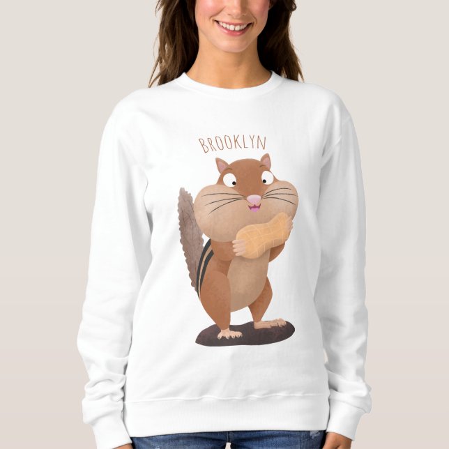 Cute funny big cheeks chipmunk cartoon sweatshirt (Front)