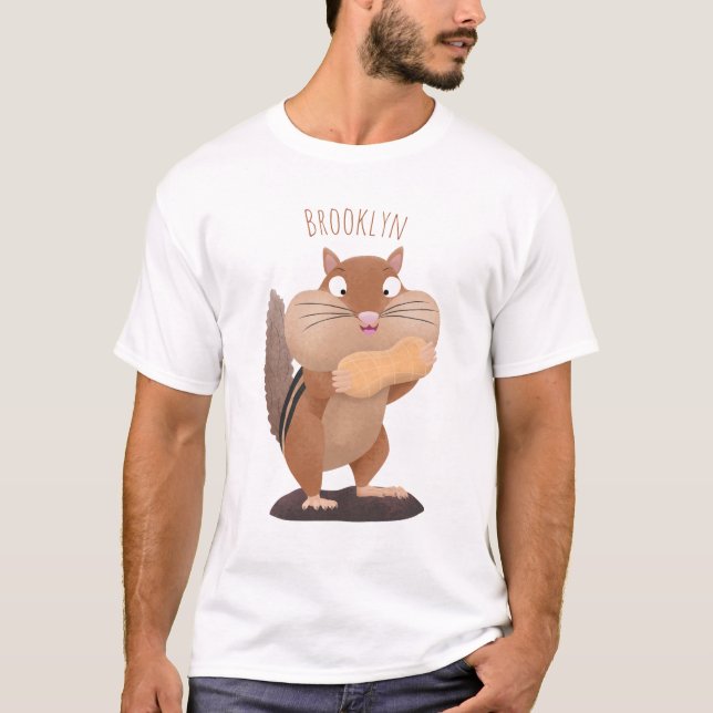 Cute funny big cheeks chipmunk cartoon T-Shirt (Front)