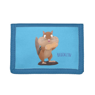 Cute funny big cheeks chipmunk cartoon trifold wallet