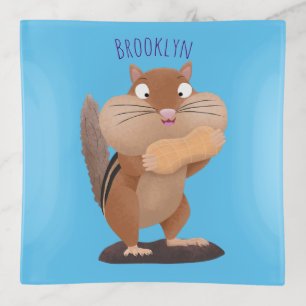 Cute funny big cheeks chipmunk cartoon trinket tray