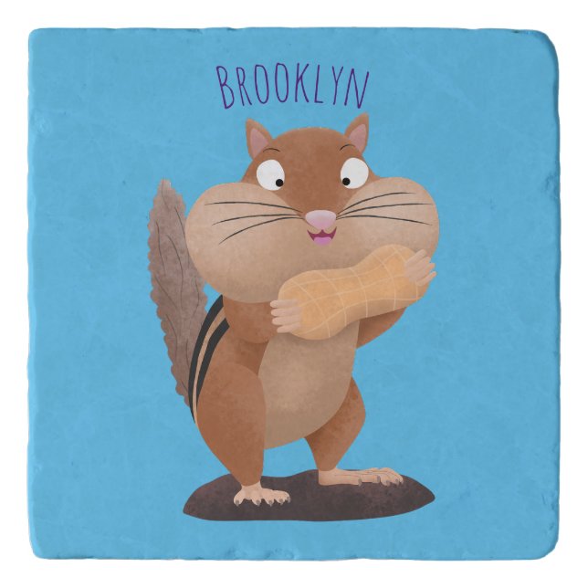 Cute funny big cheeks chipmunk cartoon trivet (Front)