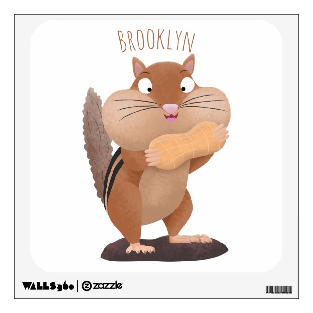 Cute funny big cheeks chipmunk cartoon wall decal (Front)