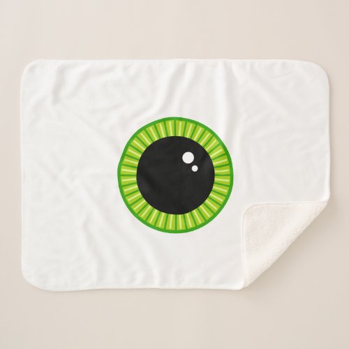 Cute Funny Big Green Eyeball Sherpa Blanket