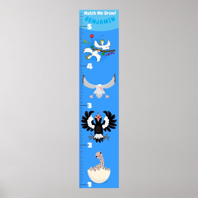 Cute funny birds cartoon growth chart (Front)
