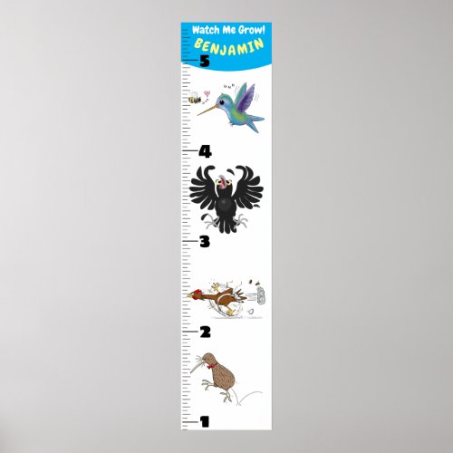 Cute funny birds cartoon growth chart