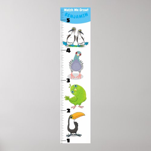 Cute funny birds cartoon growth chart