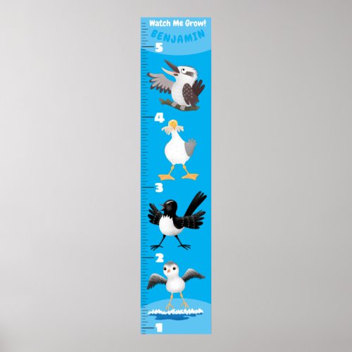 Cute funny birds cartoon growth charts