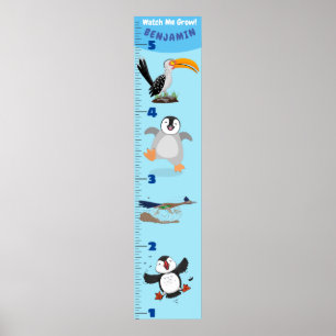 Cute funny birds cartoon poster