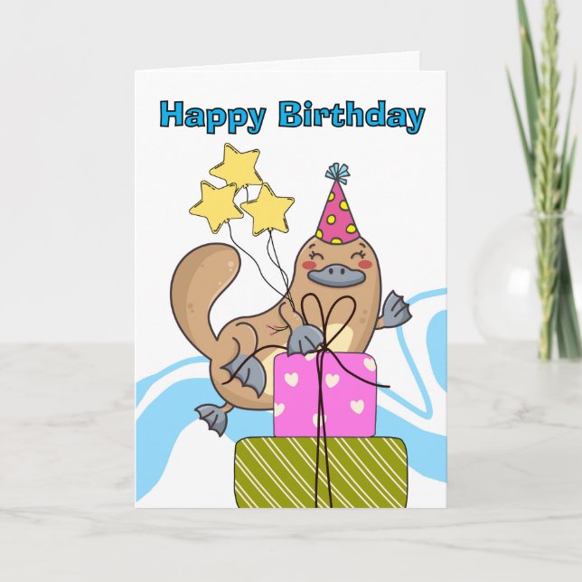 Cute Funny Birthday Platypus Beaver Duck Card (Front)