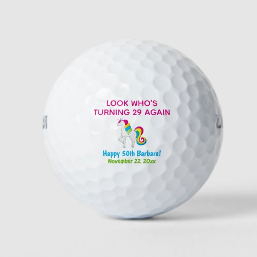 Cute Funny Birthday Unicorn Golf Balls