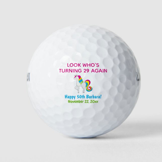 Cute Funny Birthday Unicorn Golf Balls (Front)