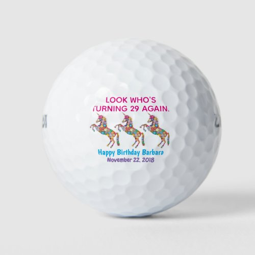 Cute Funny Birthday Unicorn Golf Balls