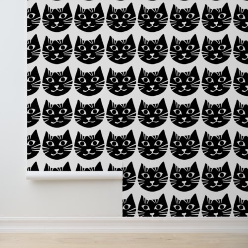     Cute Funny Black and White Pattern Smiling Cat Wallpaper