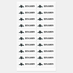 Cute Funny Black Bat with Name Kids' Labels