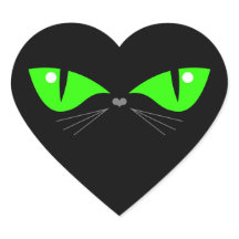 Cute Funny Black Cat Face Green Eyes Whiskers
