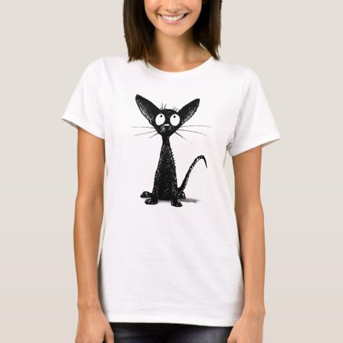 Cute Funny Black Cat Fashion T-Shirt